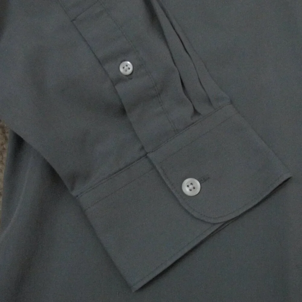 David Taylor Button Down Shirt Mens Size 17.5 34/35 Dark Gray Long Sleeve Collar